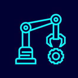 Icon of advanced manufacturing robot.