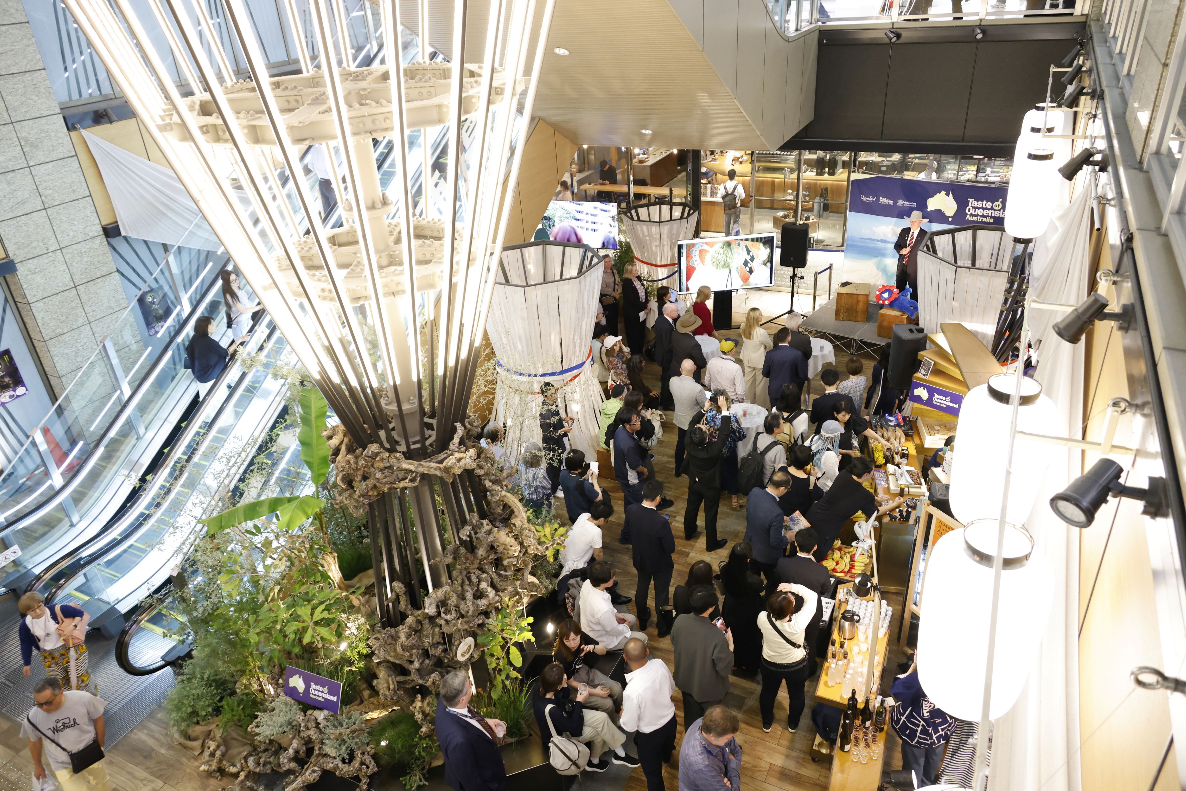Crowds enjoying the Taste of Queensland display at DemoExpo, World Expo 2025 Osaka