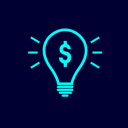 Icon of dollar sign inside a lightbulb illustrating incentives for investment.