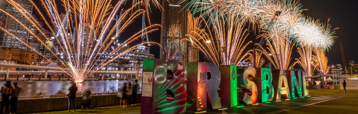 Brisbane skyline at the 2032 olympic games announcement