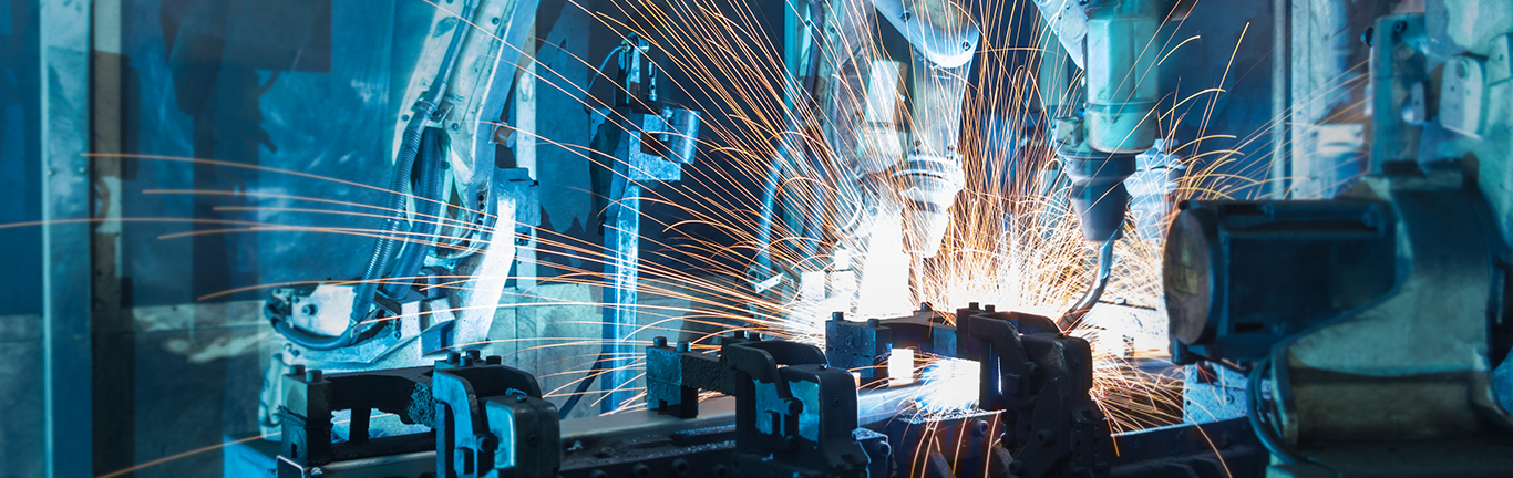 Robotics performing welding in a manufacturing plant